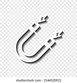 Magnet simple icon vector. Flat desing. White with shadow on transparent grid.ai