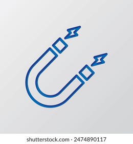 Magnet simple icon vector. Flat design. Paper cut design. Cutted blue symbol with shadow. Gray background.ai