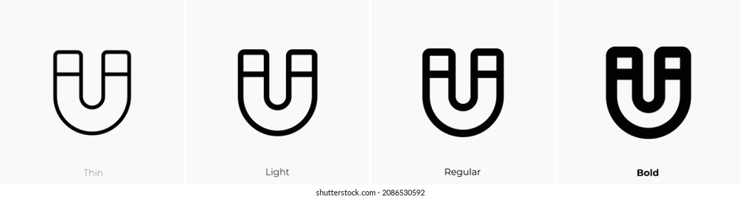 magnet straight icon. Thin, Light Regular And Bold style design isolated on white background