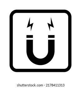 Magnet symbol - vector magnetic sign, electric field magnetic equipment for packaging, and shipping