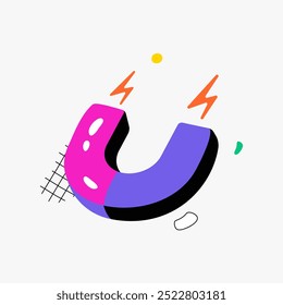 Magnet symbolizing attraction and influence in flat vector illustration, representing business magnetism, customer attraction, and engagement strategy, isolated on white background.