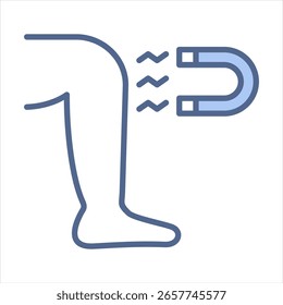 Icono azul de la Ilustración vectorial de la terapia del imán