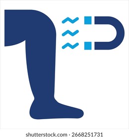 Magnet Therapy Flat Blue Icon Vector Illustration