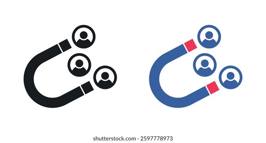 Magnet user colored icon set. Stock Vector
