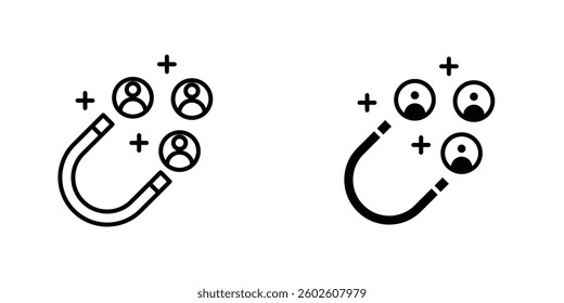 Magnet user flat Icons in line outline and flat solid style on white background