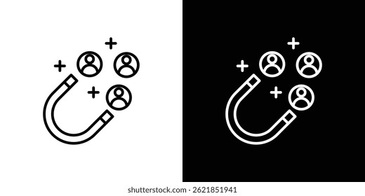 Magnet-Benutzersymbol, Konzept, Strich auf weißem Hintergrund