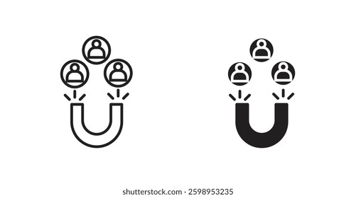 Magnet user vector line icon illustration collection.