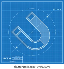 Magnet vector blueprint icon 