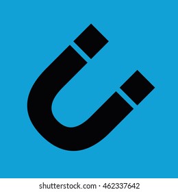Magnet vector icon. Blue background