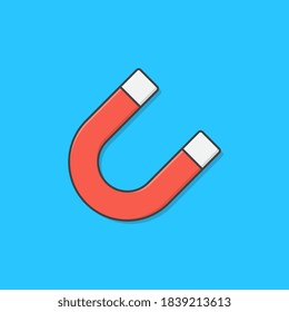 Magnet Vector Icon Illustration. Horseshoe Magnet Flat Icon