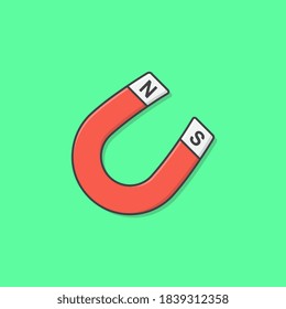 Magnet Vector Icon Illustration. Horseshoe Magnet Flat Icon