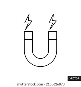 Magnet vector icon in line style design for website design, app, UI, isolated on white background. Editable stroke. EPS 10 vector illustration.