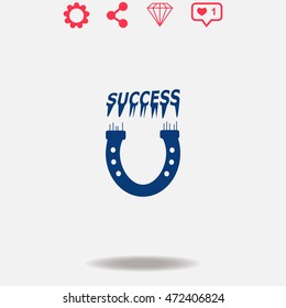 Magnet vector icon on grey background.