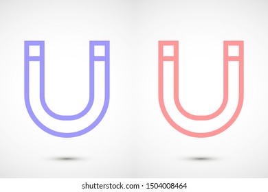 Magnet vector icon on white background Magnet vector icon sign. Attraction Magnet vector icon icon clip art. Horseshoe magnet with magnetic power sign.