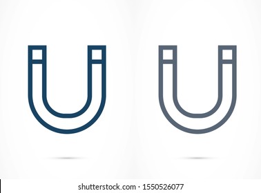 Magnet vector icon on white background Magnet vector icon sign. Attraction Magnet vector icon icon clip art. Horseshoe magnet with magnetic power sign.