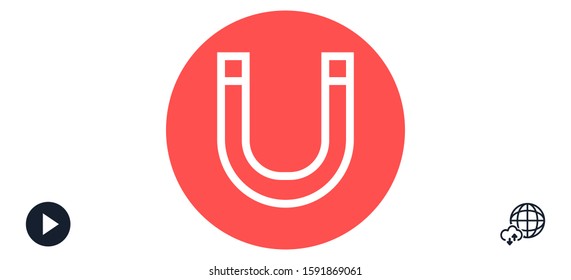 Magnet vector icon on white background Magnet vector icon sign. Attraction Magnet vector icon icon clip art. Horseshoe magnet with magnetic power sign.