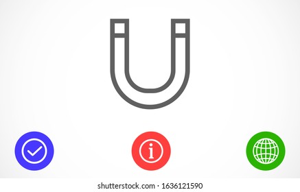 Magnet vector icon on white background Magnet vector icon sign. Attraction Magnet vector icon icon clip art. Horseshoe magnet with magnetic power sign.