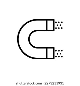 Magnet Vector Icon, Outline style, isolated on white Background.