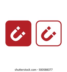 Magnet vector icon. Red and white