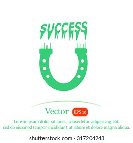 Magnet vector icon with success.