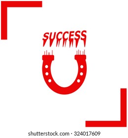 Magnet vector icon with success.