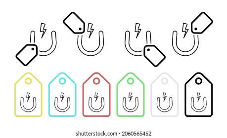 Magnet vector icon in tag set illustration for ui and ux, website or mobile application