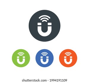 Magnet vector icons set isolated on white. Electromagnet symbol.
