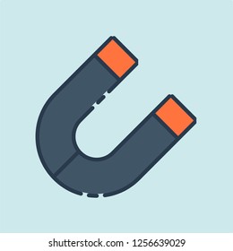 Magnet vector illustration. Red horseshoe magnet, magnetism, magnetize, attraction.