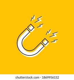 Magnet vector logo line icon. Electromagnetic field business attract concept