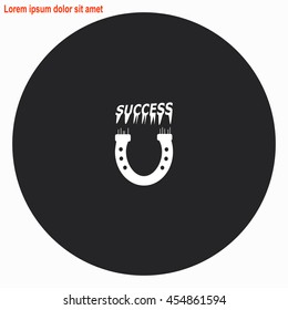 Magnet web icon. Gray circle button with white illustration.