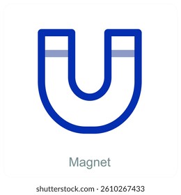 Magnet and writing tools icon concept