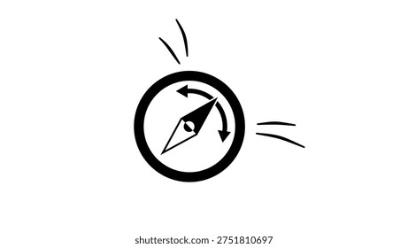 magnetic anomaly in compass, black isolated silhouette