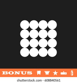 Magnetic balls icon flat. White pictogram on black background. Vector illustration symbol and bonus button tooth, vase, star, mirror, bottle