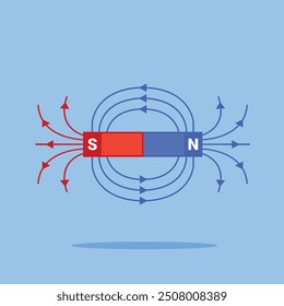 logotipo magnético del icono de la barra, hierro con las letras N y S acompañadas de direcciones de onda magnética. conveniente para los carteles y los iconos del Web