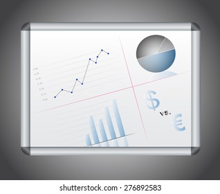 Magnetic board with graphs and currency euro and dollar