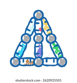 magnetic building set toy baby doodle icon sketch vector. magnetic building set toy baby sign. isolated symbol illustration