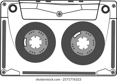 Magnetic cassette for listening to music. Vector illustration.