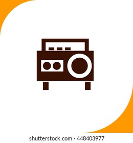 Magnetic cassette player sign. Brown icon on white background