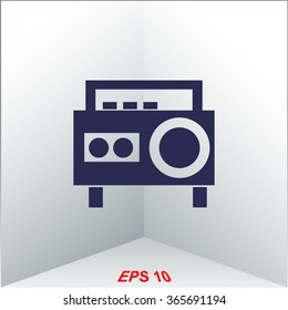Magnetic cassette player vector icon.
