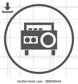 Magnetic cassette player vector icon.