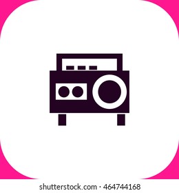 Magnetic cassette player vector icon on white background.