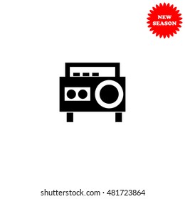 Magnetic cassette player vector icon isolated on white background.