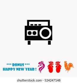 Magnetic cassette player vector icon