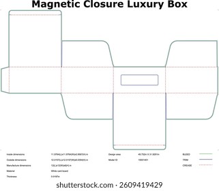 Magnetic Closure Luxury Box Packaging Die Cut Template Layout Design