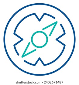 Magnetic compass business process organization symbol. Business growth direction indicator tool. Simple linear color icon isolated on white background