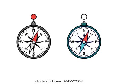 Magnetic Compass Icon with North and South Direction Symbols – Navigation Element
