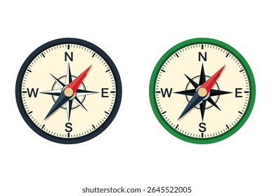 Magnetic Compass Icon with North and South Direction Symbols – Navigation Element
