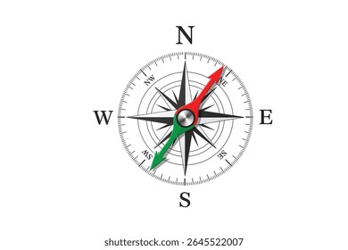 Magnetic Compass Icon with North and South Direction Symbols – Navigation Element
