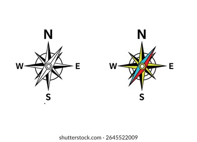 Magnetic Compass Icon with North and South Direction Symbols – Navigation Element
