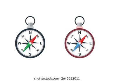Magnetic Compass Icon with North and South Direction Symbols – Navigation Element
